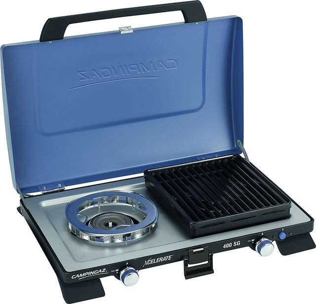 camping brenner Gaskocher Camping Gaz Xcelerate 400 SG 2-flammig inkl. Grillplatten 50 mbar 2 x 2,2 kW