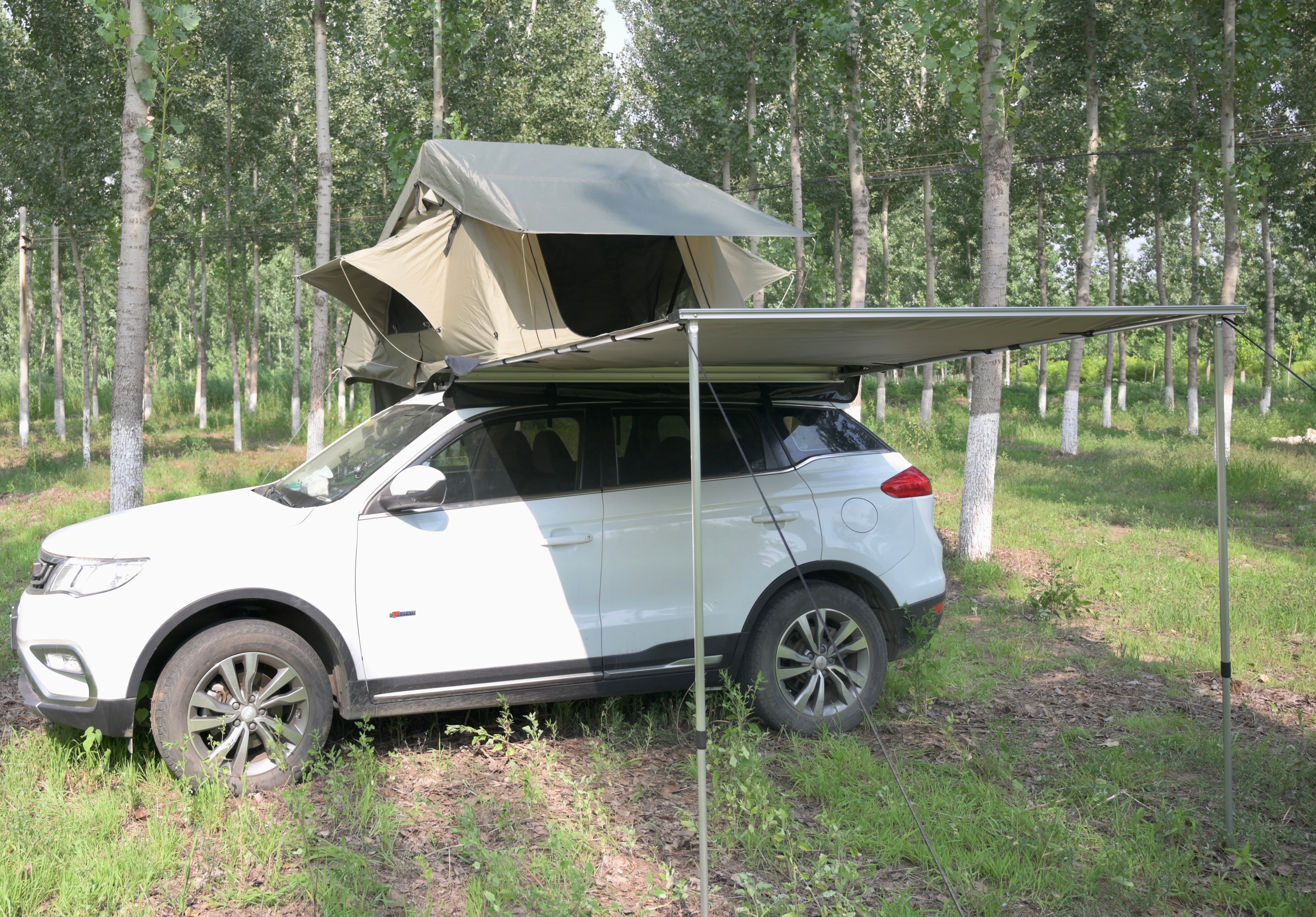 Awning for roof tents and cars